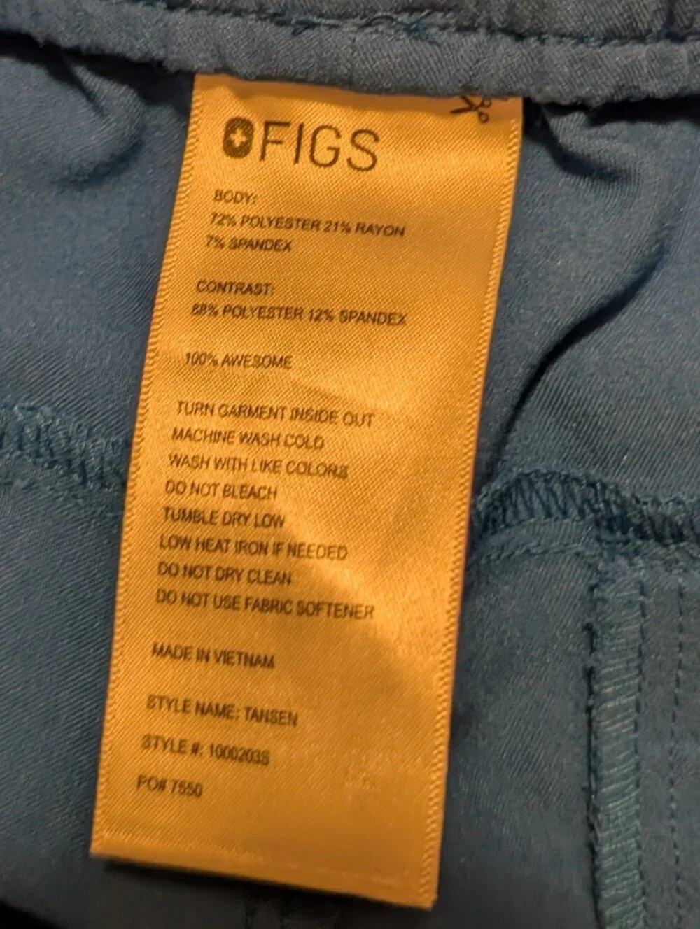 FIGS Scrub Pants Mens M/S Blue Tansen Jogger Technical Drawstring Medium Short